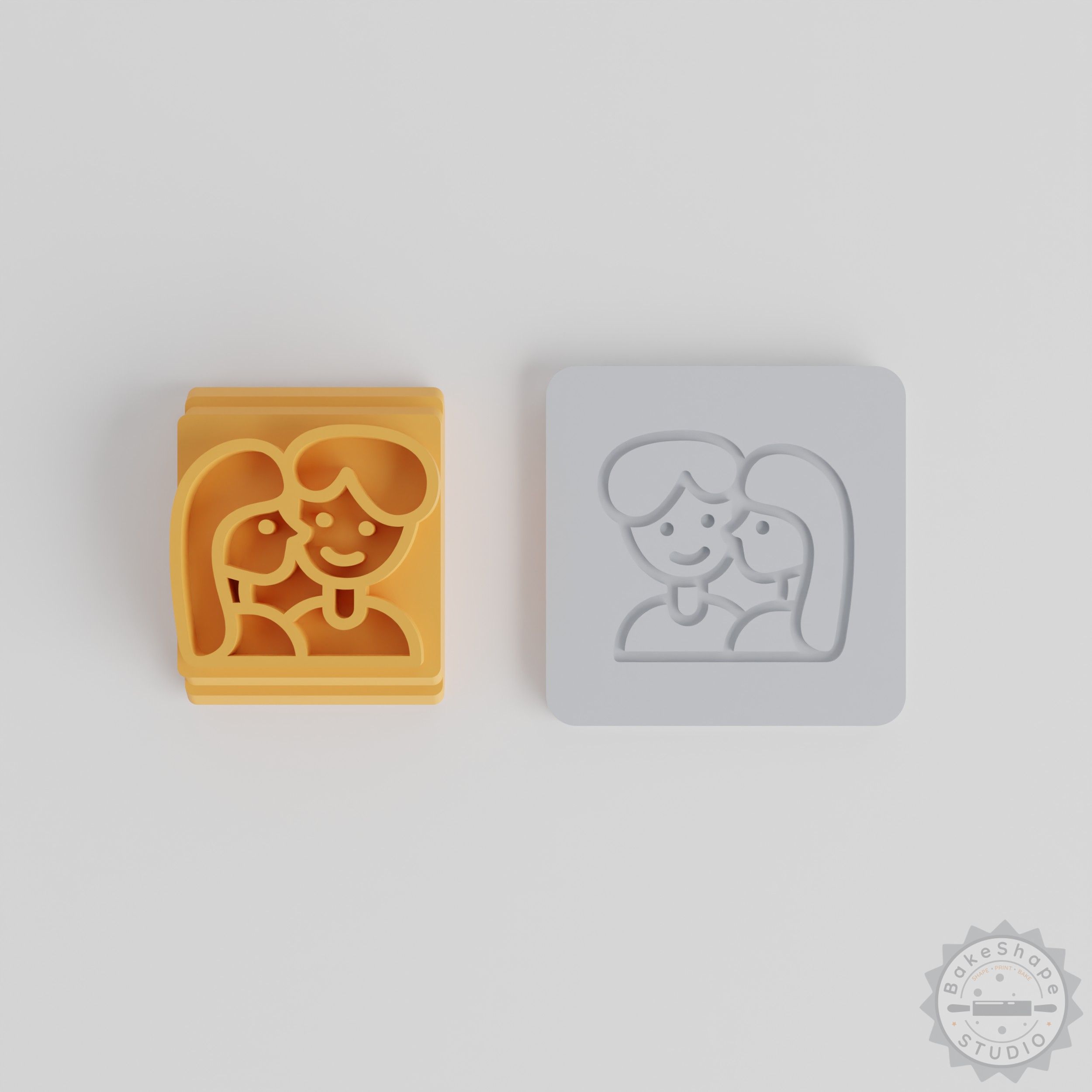Romantic Kiss Stamp Tile Set, 5 Sizes, Perfect for Clay, Cookies, Fondant