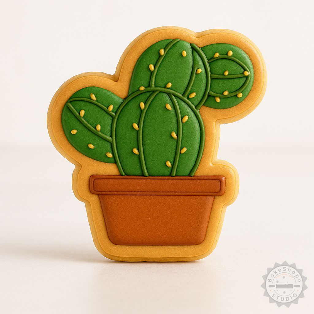 Bunny Ear Cactus cookie cutter and stamp STL set with small, medium, and large sizes for baking and fondant decoration