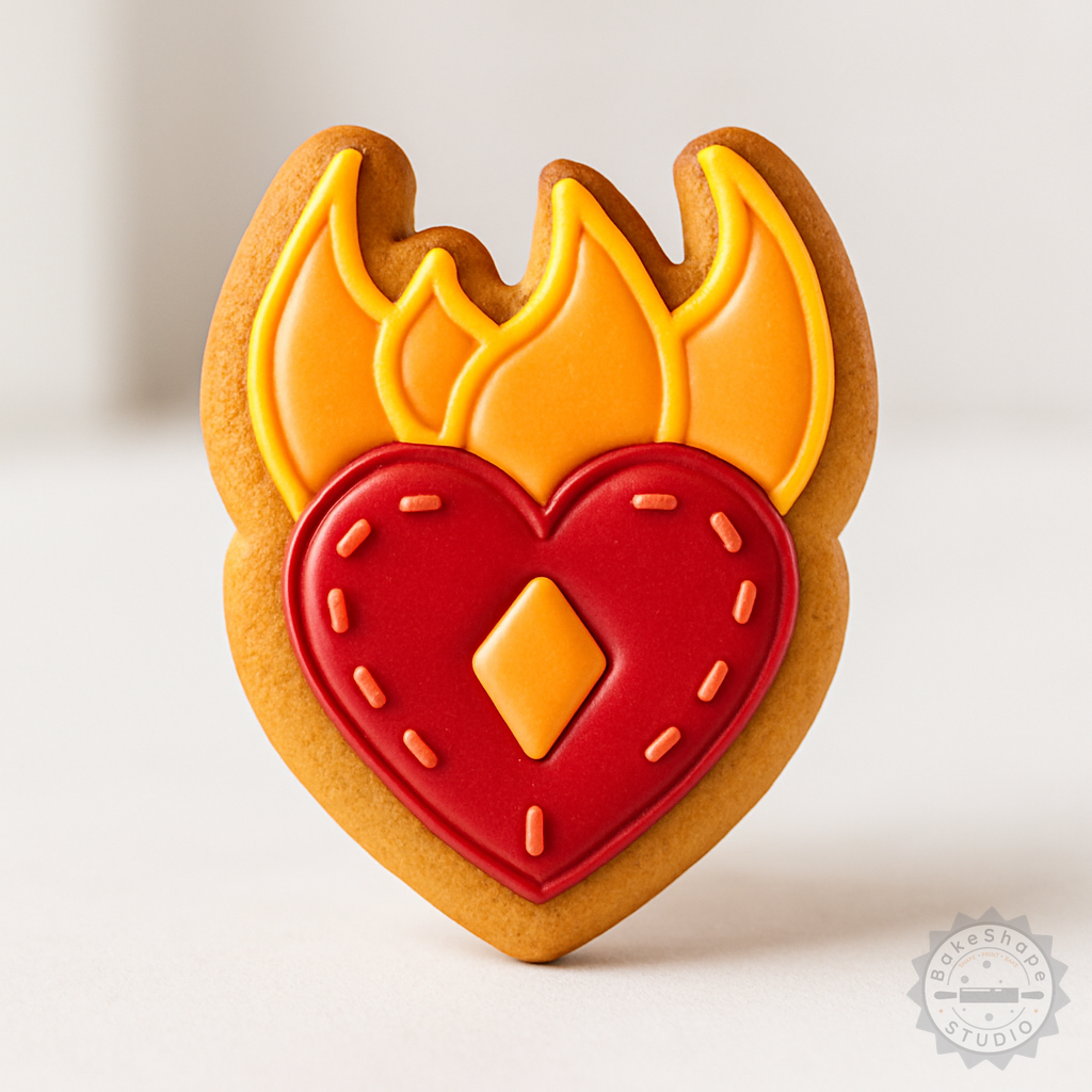 Decorated example 1 of Heart Shape Cutter and Stamp Set, Perfect for Cookies and Fondant, 6-Piece S/M/L Sizes