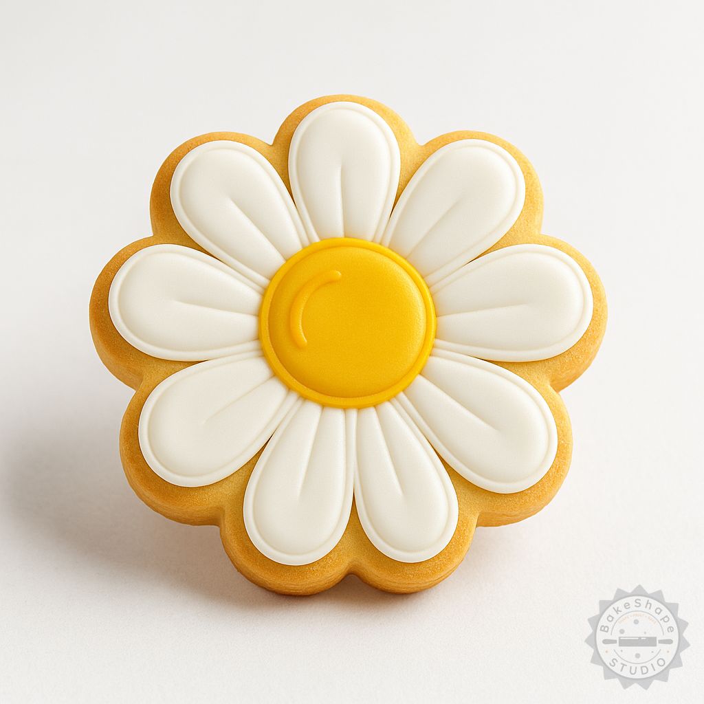 Large Daisy shape cutter and stamp set STL for 3D printing cookie and fondant decoration