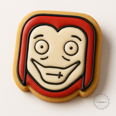 Decorated example 1 of Jeff The Killer Halloween Cookie Cutters Set, Spooky Emoji Shape, 6-Piece, S/M/L Sizes
