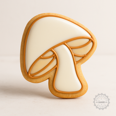 Decorated example 1 of Mushroom Shape Cookie Cutter and Stamp Set, 6-Piece, Sizes S/M/L, Perfect for Cookies and Fondant