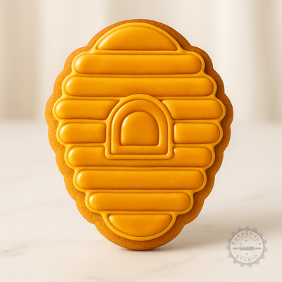Decorated example 1 of Honeycomb Shape Cutter & Stamp Set, Cookie & Fondant, 6 Pieces, Beehive, Hexagon Nest, Apiary Pattern