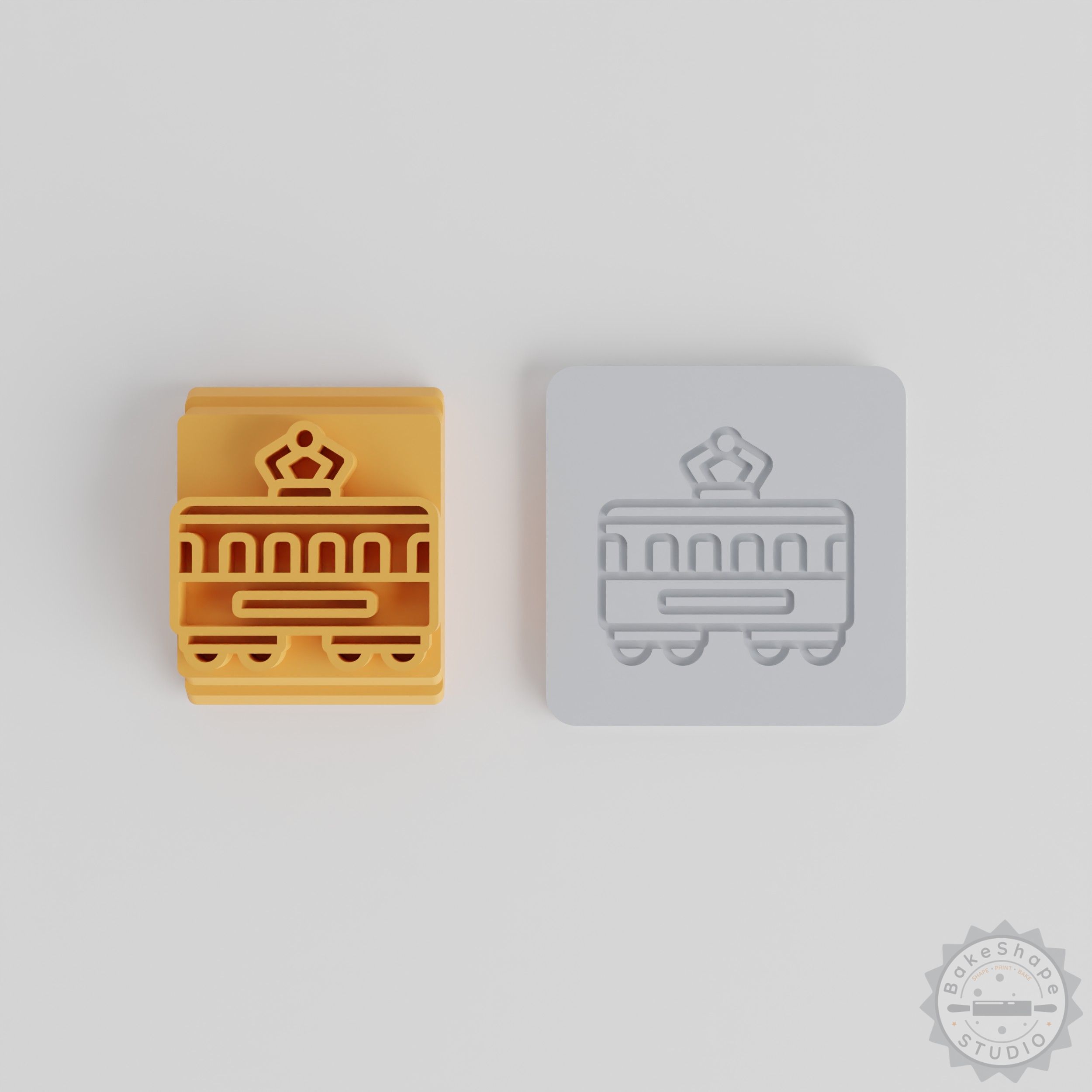 City Tram Stamp Tile Set, 5 Sizes, Ideal for Clay, Cookies & Fondant