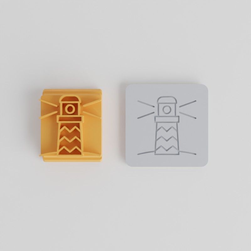 Lighthouse Stamp Tile Set, 5 Sizes for Clay, Cookies, Fondant, Summer Beach Vacation Theme