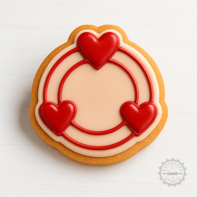 Decorated example 1 of Heart Shape Cookie Cutter and Stamp Set, Love and Romantic Designs, 3 Sizes, 6 Pieces