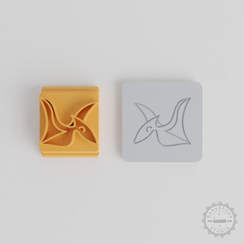 Pterodactyl Stamp Tile Set, 5 Sizes for Clay, Cookies, Fondant, Dinosaur Jurassic Motif