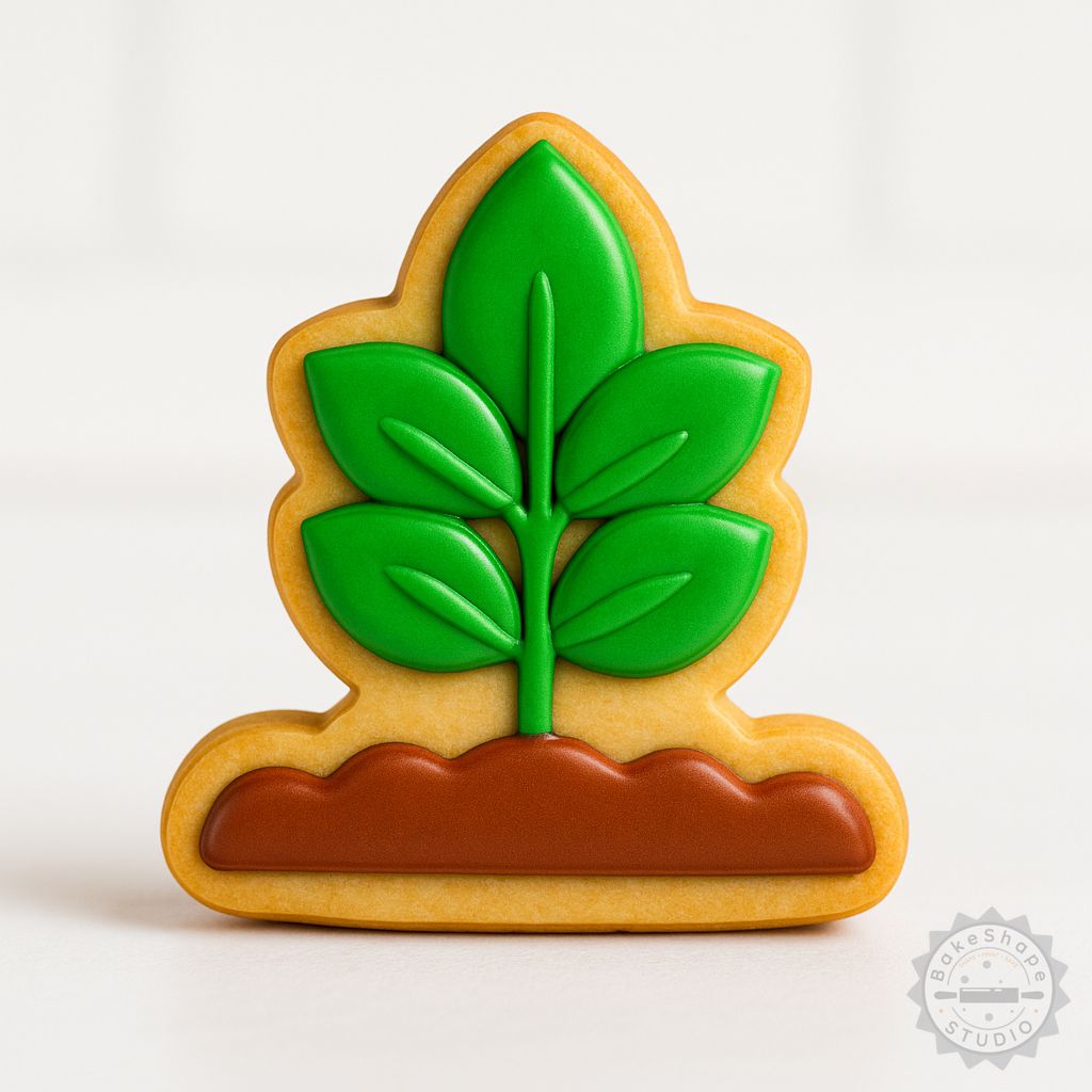 Plant in ground cookie cutter set with small, medium, large stamp and shape cutter STL for 3D printing