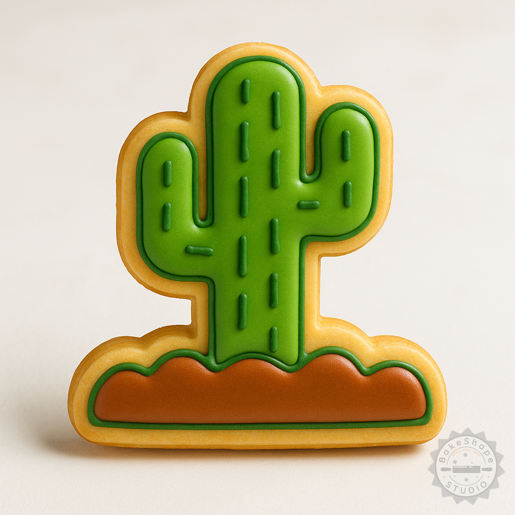 Decorated example 1 of Cactus in Ground Shape Cutter Set for Fondant and Cookies, 6-Piece, 3 Sizes