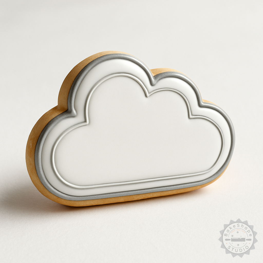 Decorated example 1 of Cloud Shape Cutter and Stamp Set, 6 Pc Cookie and Fondant Tool, Multiple Sizes