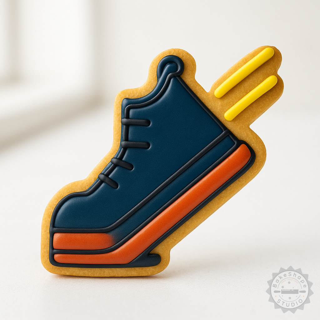 Decorated example 1 of Shoe Shape Cutter & Stamp Set, Perfect for Cookies & Fondant, 6-Piece Collection, S/M/L Sizes