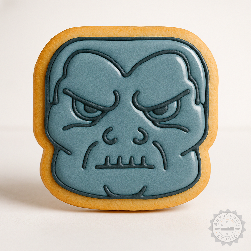 Decorated example 1 of Monster Cookie Cutter and Stamp Set, Perfect for Halloween, 6 Pieces, S/M/L Sizes