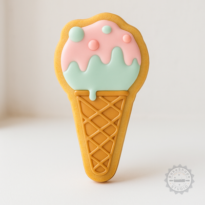 Decorated example 1 of Ice Cream Cone Cookie Cutter Set, 6 Pieces, 3 Sizes, Perfect for Cookies and Fondant Shapes