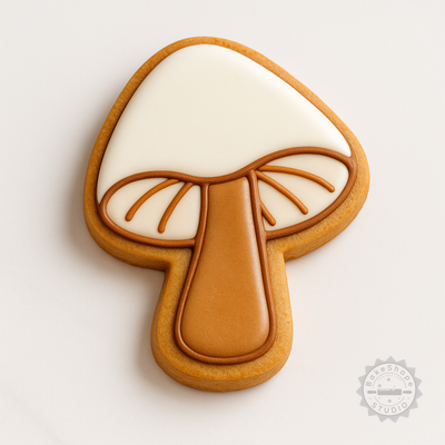 Decorated example 1 of Mushroom Shape Cutter and Stamp Set, 6-Piece for Cookies, Fondant - Sizes S/M/L