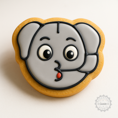 Decorated example 1 of Party Animal Shape Cutter Set, 6-Piece Cookie and Fondant Stamps, S/M/L Sizes