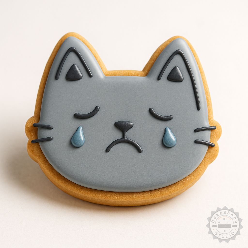 Cry cookie cutter and stamp set STL featuring sad face designs for cookies and fondant