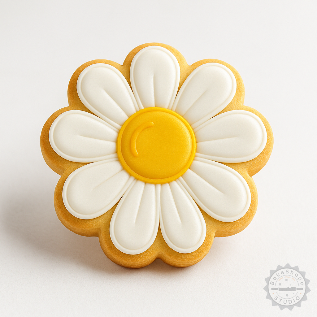 Decorated example 1 of Large Daisy Shape Cutter & Stamp Set, 6 Pieces, for Cookies & Fondant, S/M/L Sizes