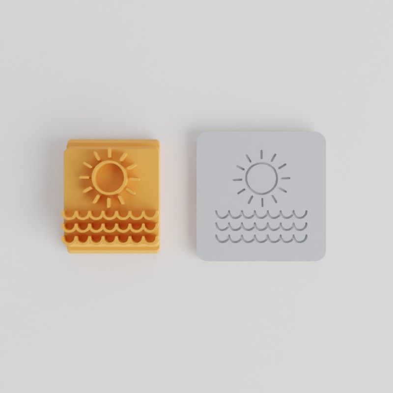 Beach Vacation Stamp Tile Set, 5 Piece, Perfect for Clay, Cookies, Fondant, Travel Motifs