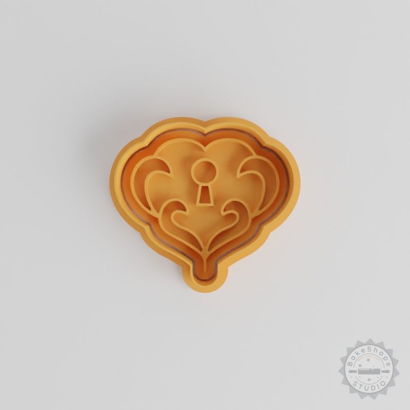 Locked Heart Cookie Fondant Cutter & Stamp Set, Heart Design, 3 Sizes, 6 Pieces
