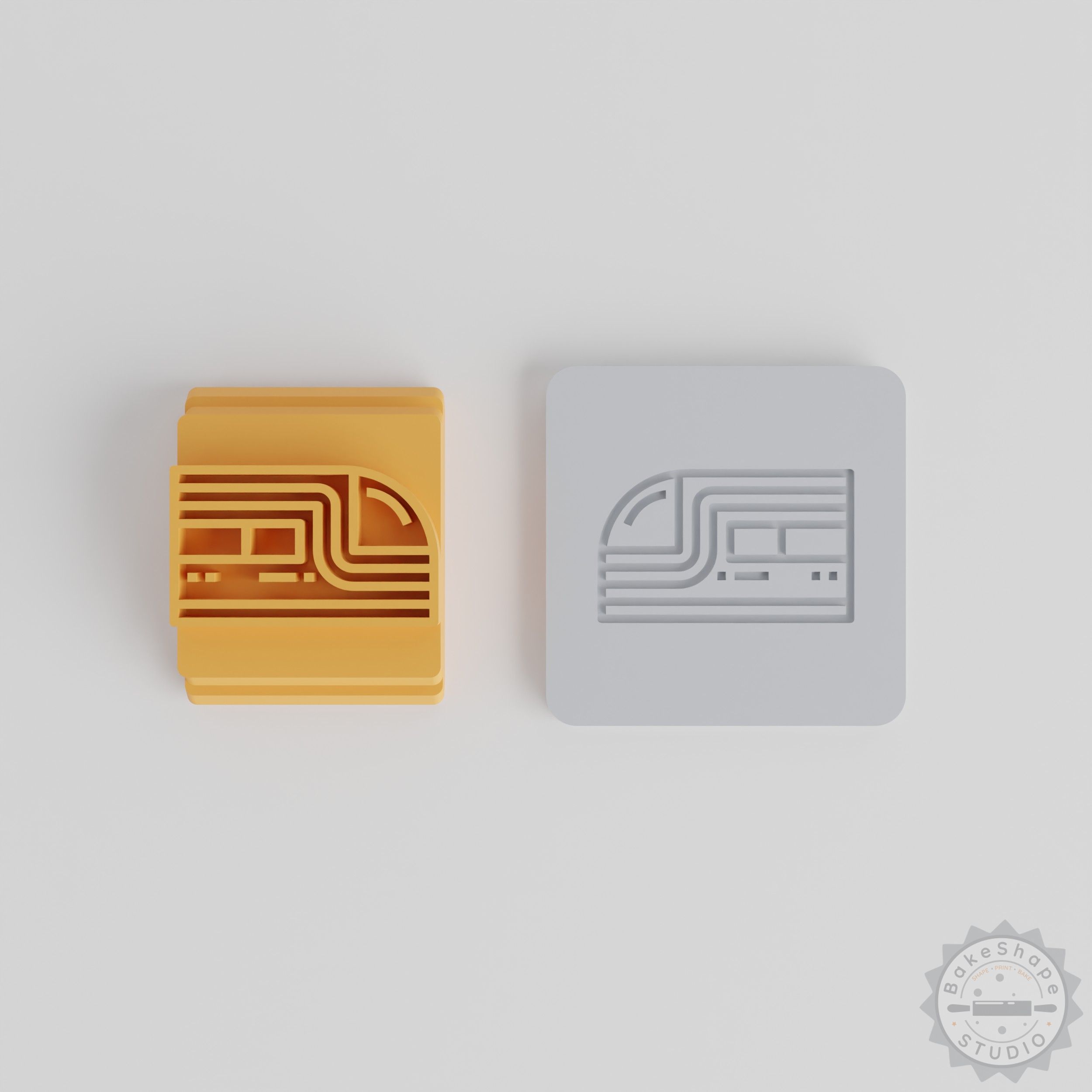 Train stamp tile set in five sizes for clay, cookies, and fondant crafting STL file