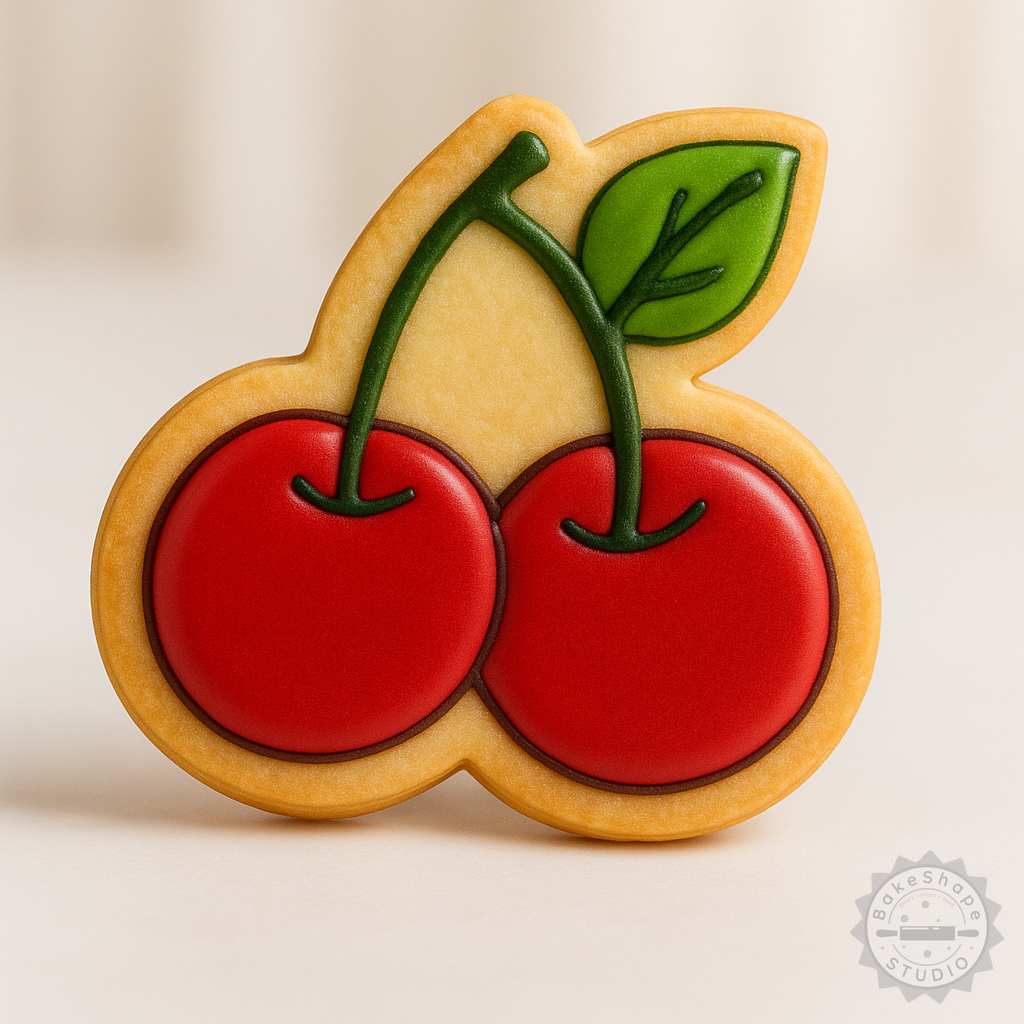 Decorated example 1 of Cherries Shape Cutter & Stamp Set, Perfect for Cookies & Fondant, 6-Piece S/M/L