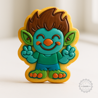 Decorated example 1 of Troll Cookie Cutter Set, 6-Piece Shape Stamps, S/M/L Sizes for Cookies and Fondant, Fantasy Monster Design