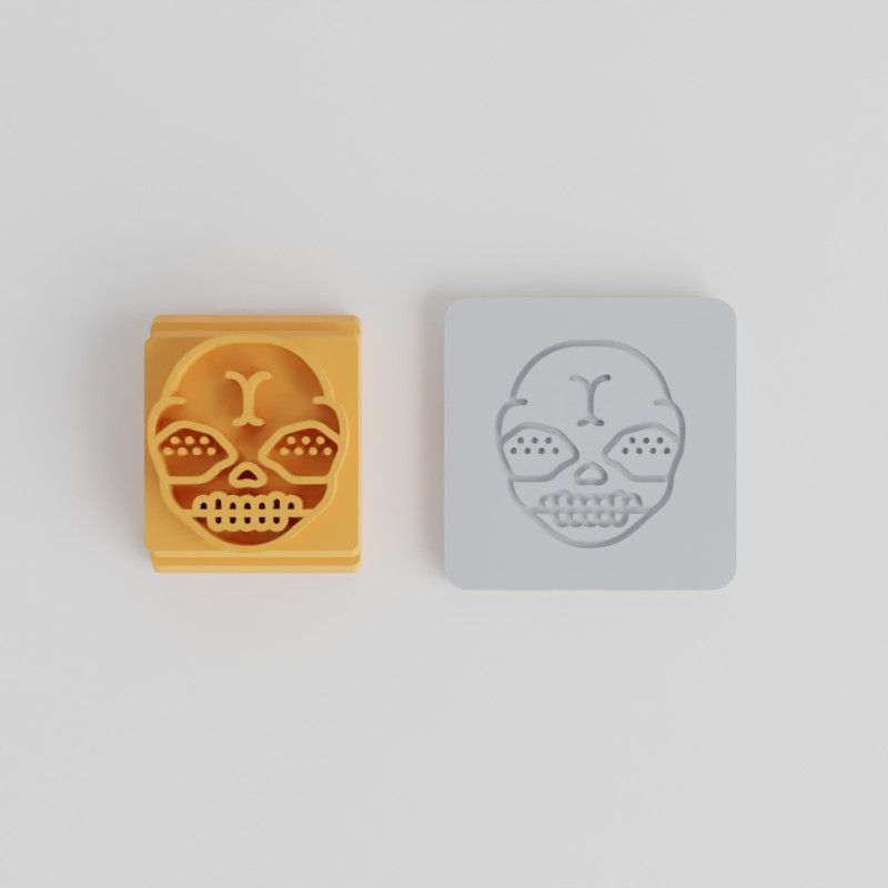 Demon Stamp Tile Set, 5 Piece, Perfect for Clay, Cookies, Fondant, Halloween, Scary Face, Horror Fiend Designs