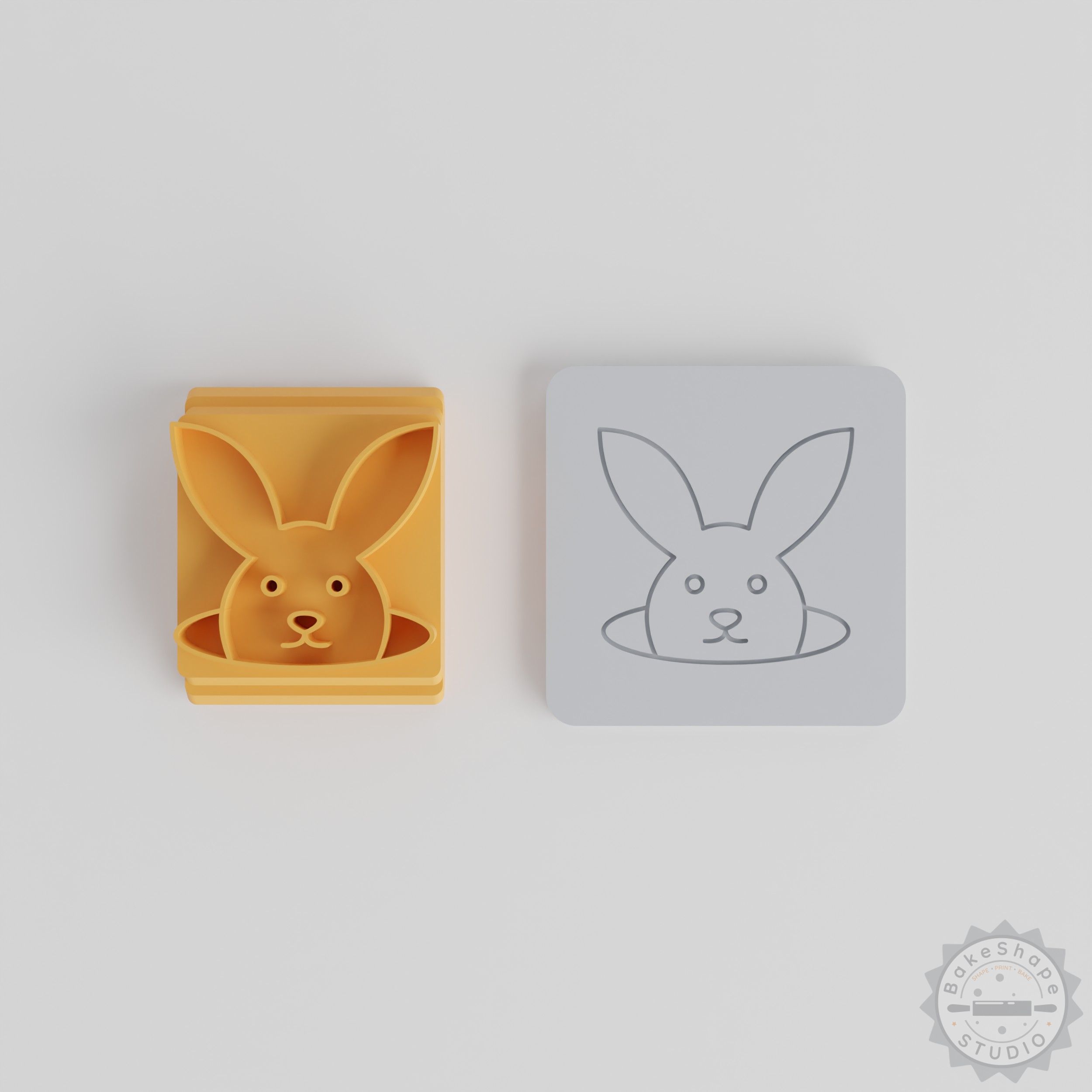 Rabbit stamp set with five animal motif clay and craft stamps STL for 3D printing
