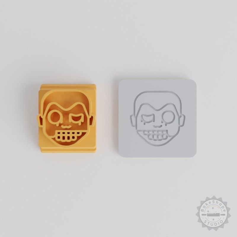 Zombie Boy Stamp Tile Set, 5 Sizes for Clay, Cookie, Fondant Designs