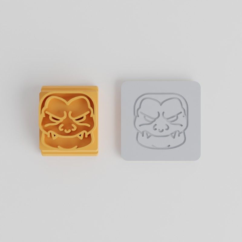 Monster Stamp Tile Set, 5 Sizes for Clay and Cookie Decoration, Halloween Scary Emoji Designs