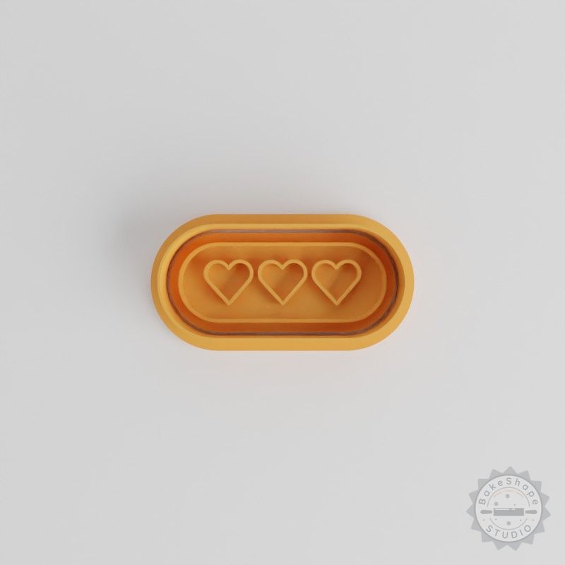 Health Bar Shape Cutter and Stamp Set, Perfect for Cookies and Fondant, 3 Sizes, 6 Pieces