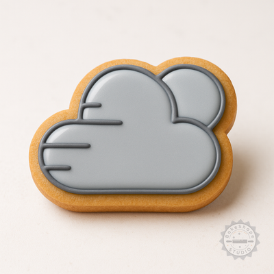 Decorated example 1 of Weather Cookie Cutter and Stamp Set, Cloudy Sky & Sun, 6-Piece Fondant Shape Bundle