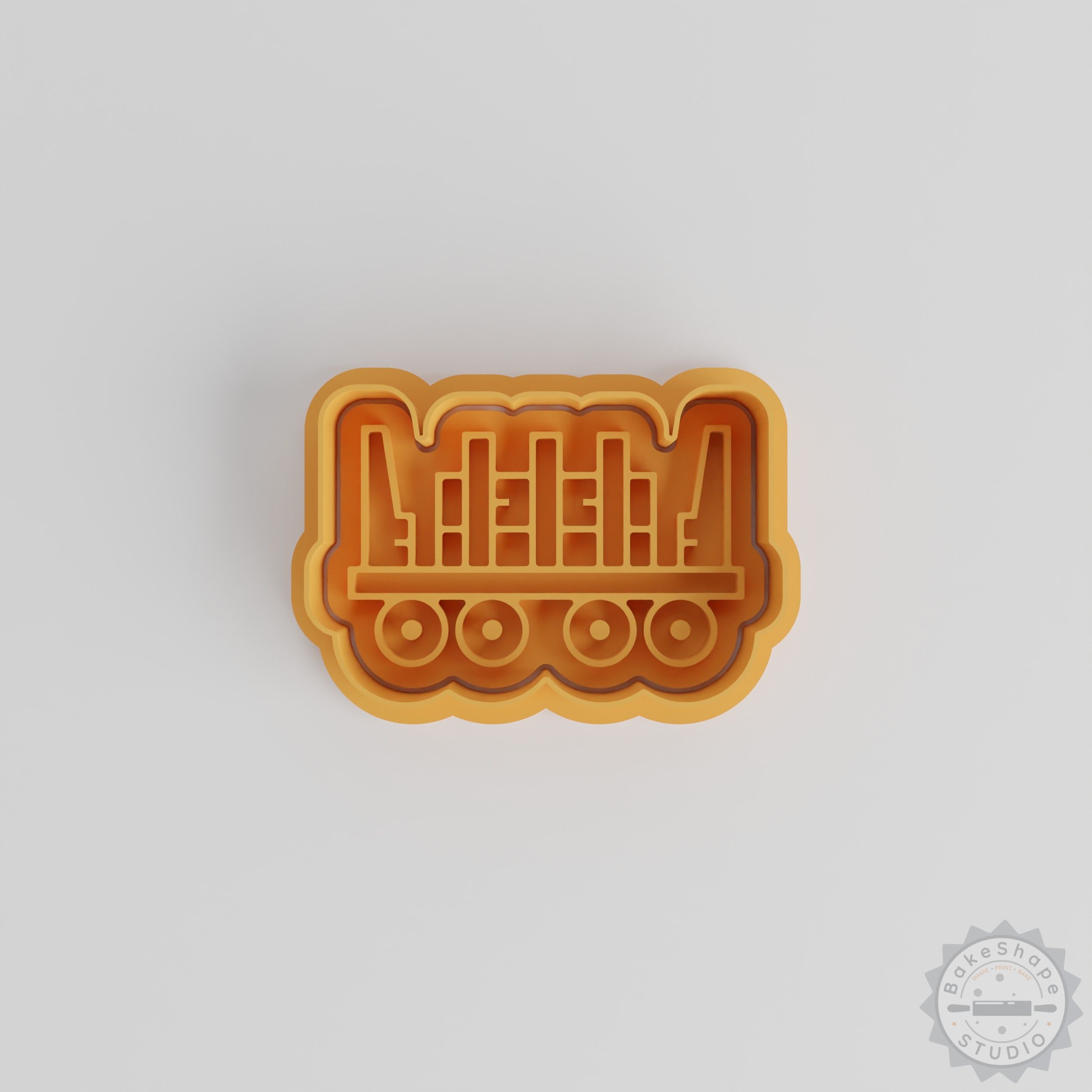 Train shape cookie cutter and stamp set STL for 3D printing bakery and fondant tools