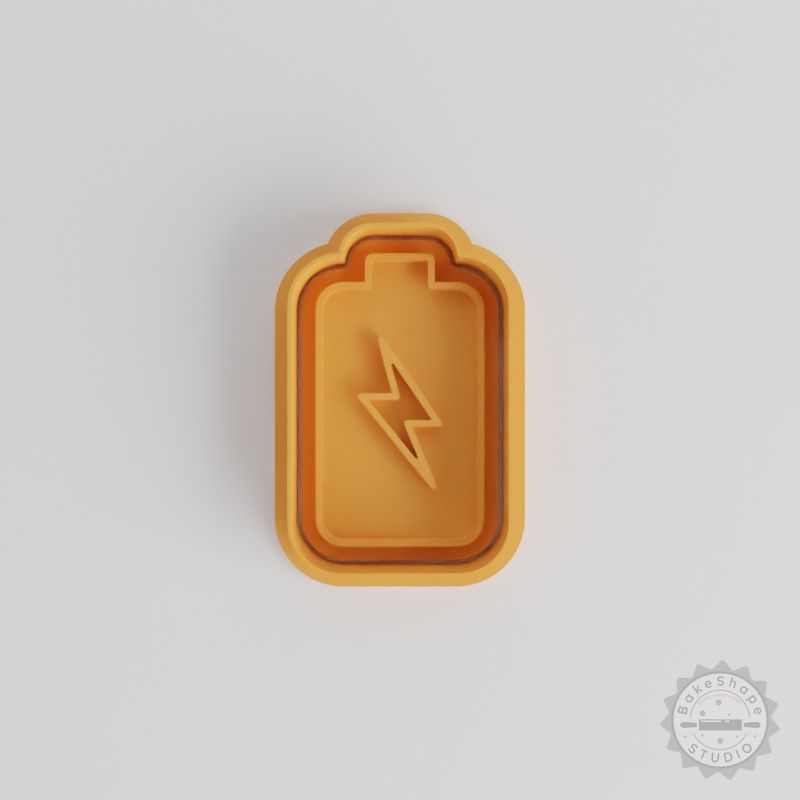 Battery Energy Cell Set, Shape Cutter and Stamp for Cookies and Fondant, 6-Piece Pack, S/M/L Sizes