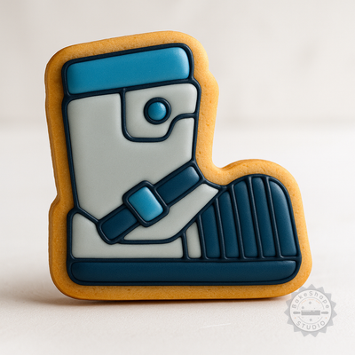 Decorated example 1 of Boot Cookie, Fondant Cutter & Stamp Set, 6-Piece, Space Boot Design