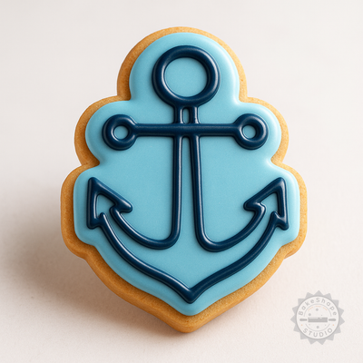 Decorated example 1 of Anchor Cookie Cutter and Stamp Set, 6-Piece, Nautical Ocean Baking Tools for Cookies and Fondant
