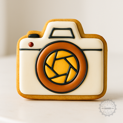 Decorated example 1 of Wide Angle Camera Set with Cookie Shape Cutter and Stamp, 6-Piece, S/M/L