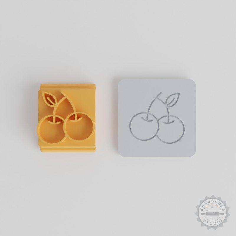 Cherry Stamp Tile Set, 5 Sizes for Clay, Cookies, Fondant, Soft Crafting Materials