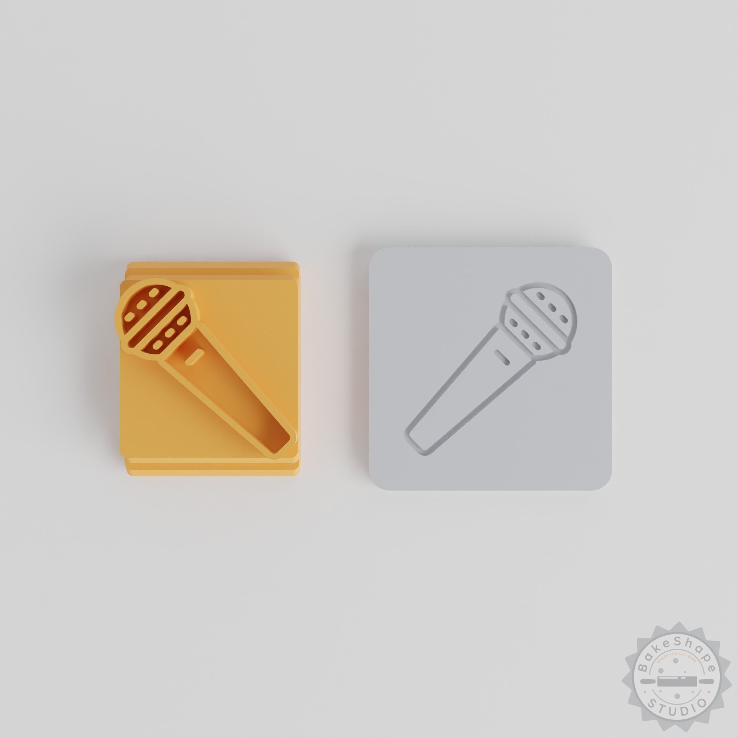 Singing Microphone Stamp Tile Set, 5 Size Options for Clay, Cookies, Fondant