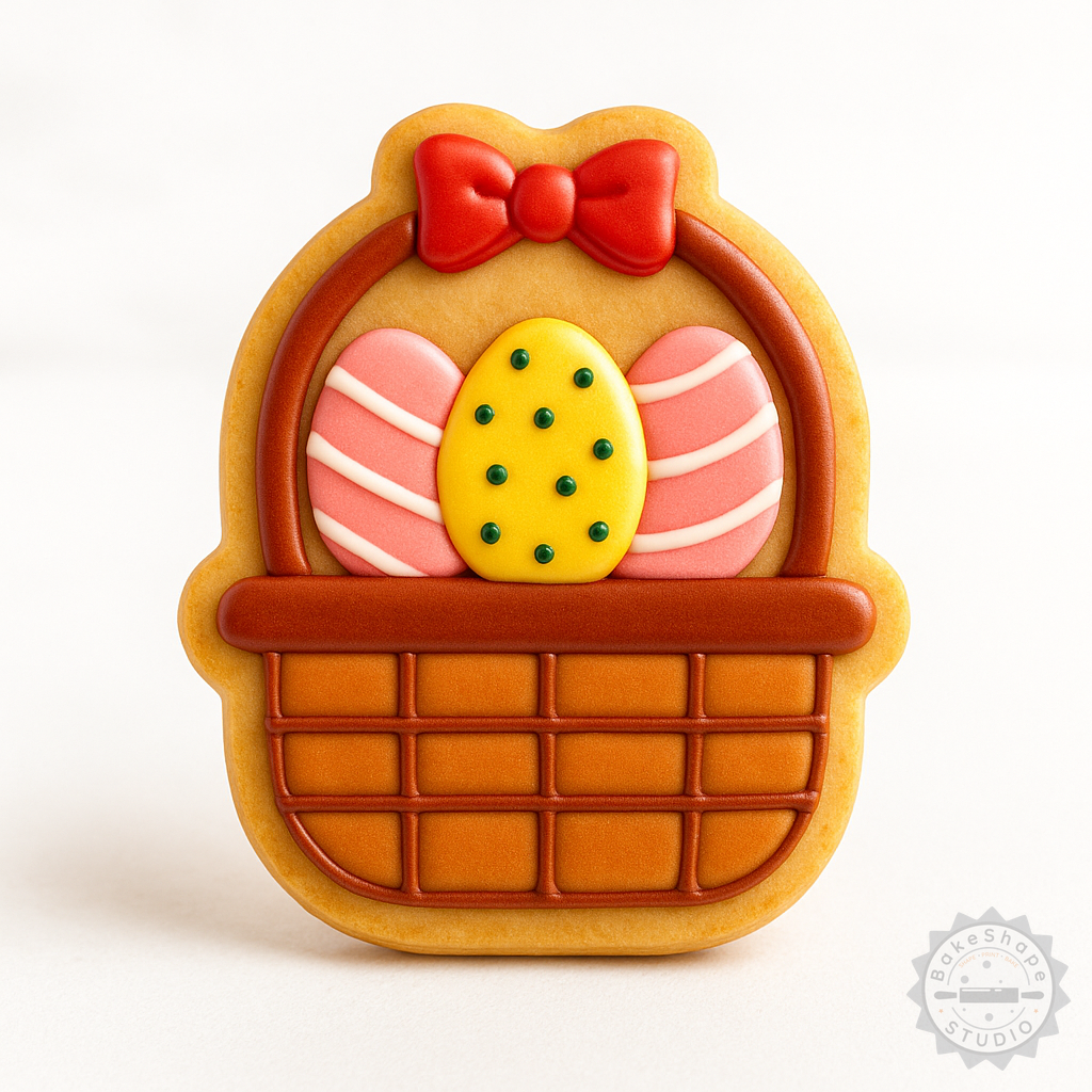 Decorated example 1 of Easter Egg Cookie Stamp and Cutter Set, 6-Piece, Small Medium Large, Perfect for Fondant and Baking