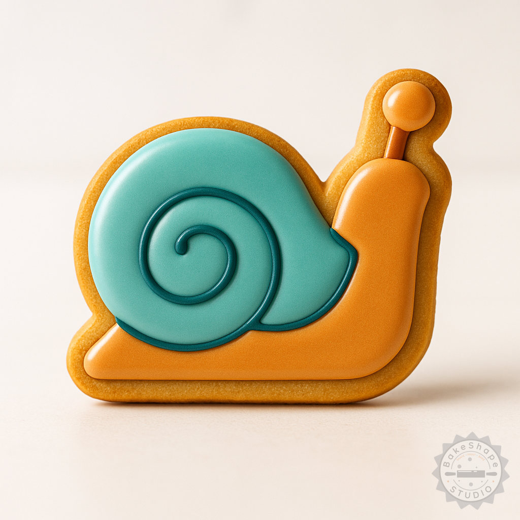 Decorated example 1 of Snail Shape Cutter and Stamp Set for Cookies and Fondant, 6-Piece Set with S/M/L Sizes