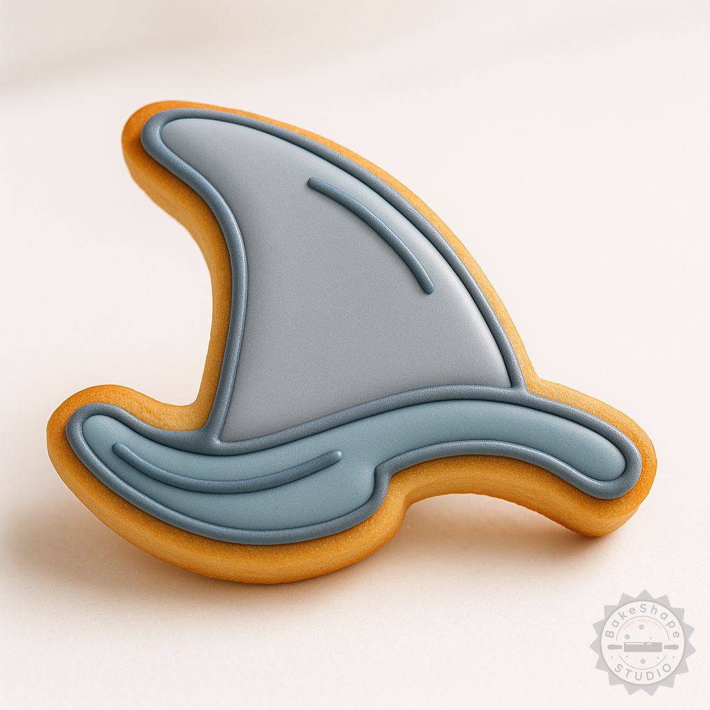 Shark fin cookie cutter and stamp STL set for 3D printing ocean-themed cookies and fondant