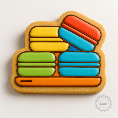 Decorated example 1 of Macaron Shape Cutter and Stamp Set, Perfect for Cookies or Fondant, Includes 6 Pieces in S/M/L