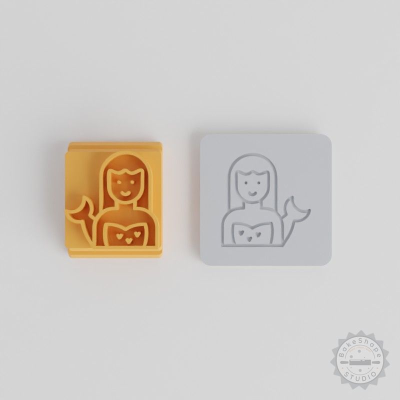 Mermaid Stamp Tile Set, 5 Sizes for Clay, Cookies & Fondant, Fantasy & Fairy-Tale Design
