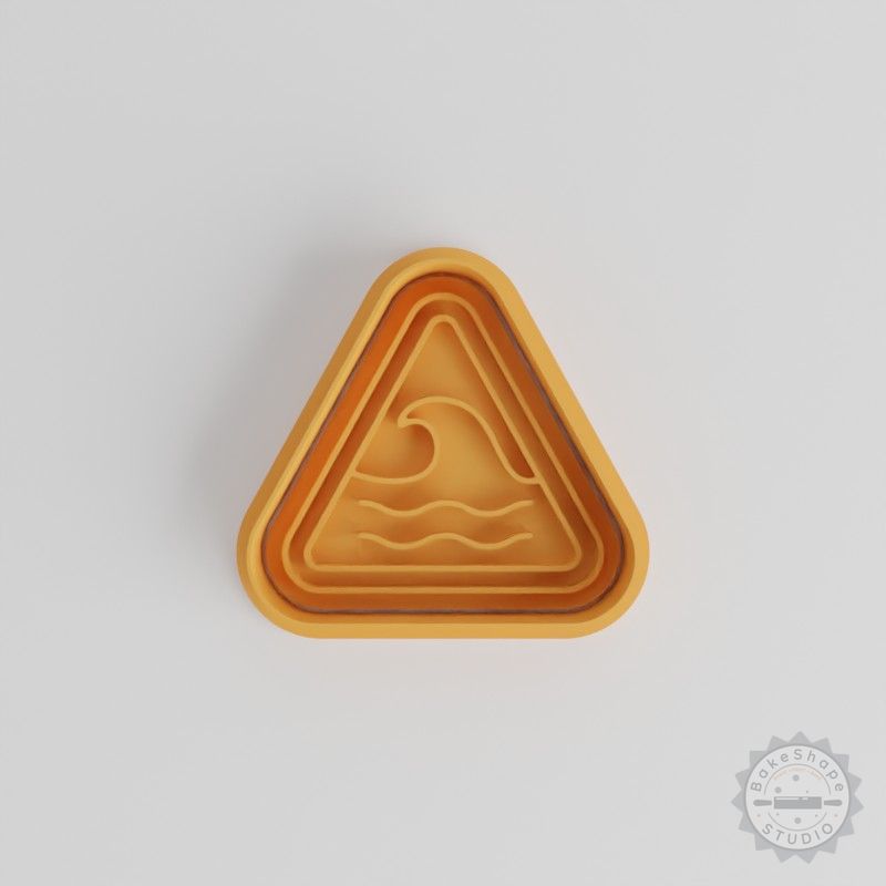 Wave Warning Cookie Cutter and Stamp Set, Versatile Ocean-Themed Fondant Shape Kit, 6-Piece Collection - S/M/L Sizes