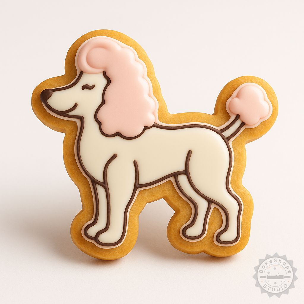 Poodle shape cookie cutter and stamp STL set with three sizes for 3D printing