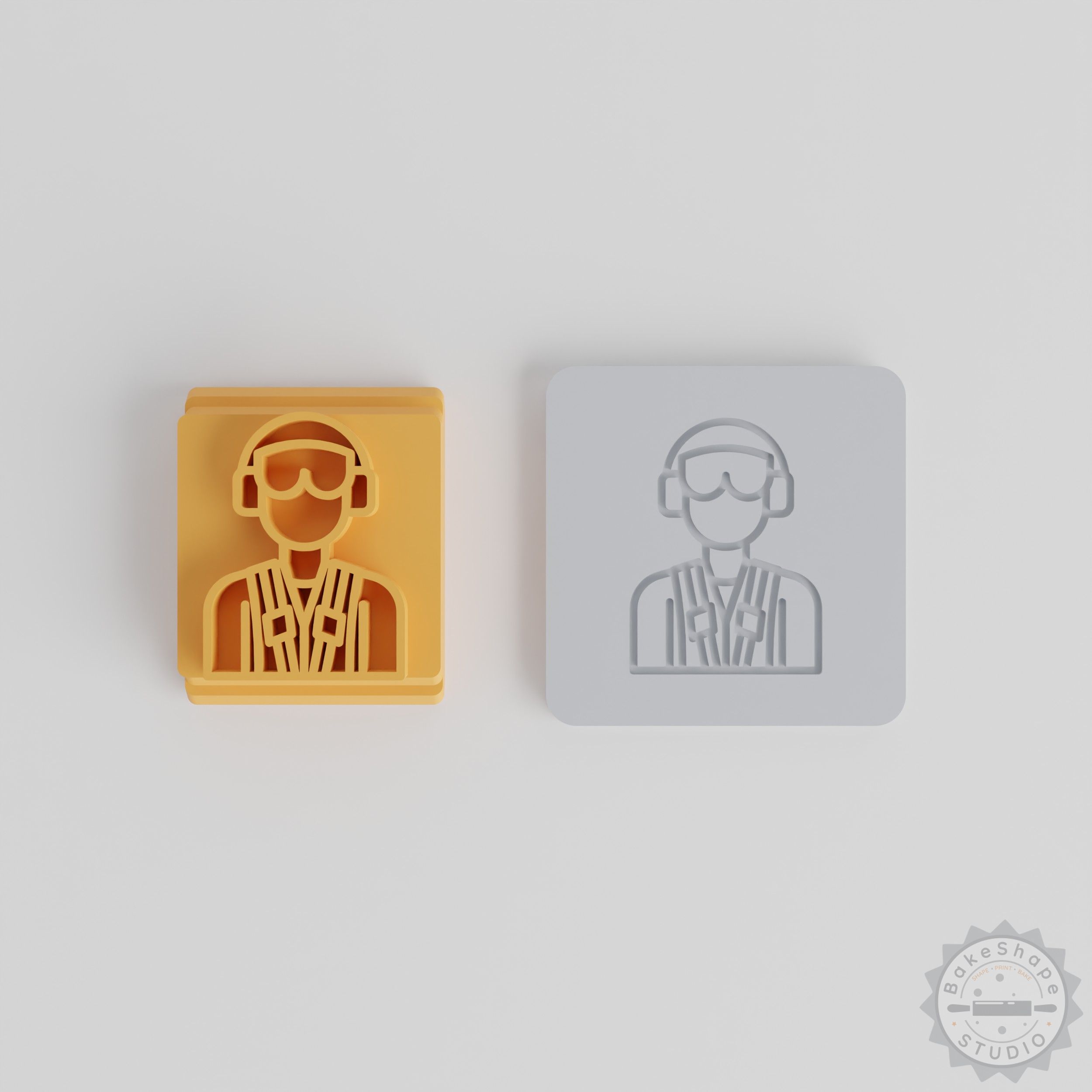 Sky Captain Stamp Tile Set, Pilot Motif for Clay, Cookie, Fondant Crafting, 5-Piece Stamp Collection