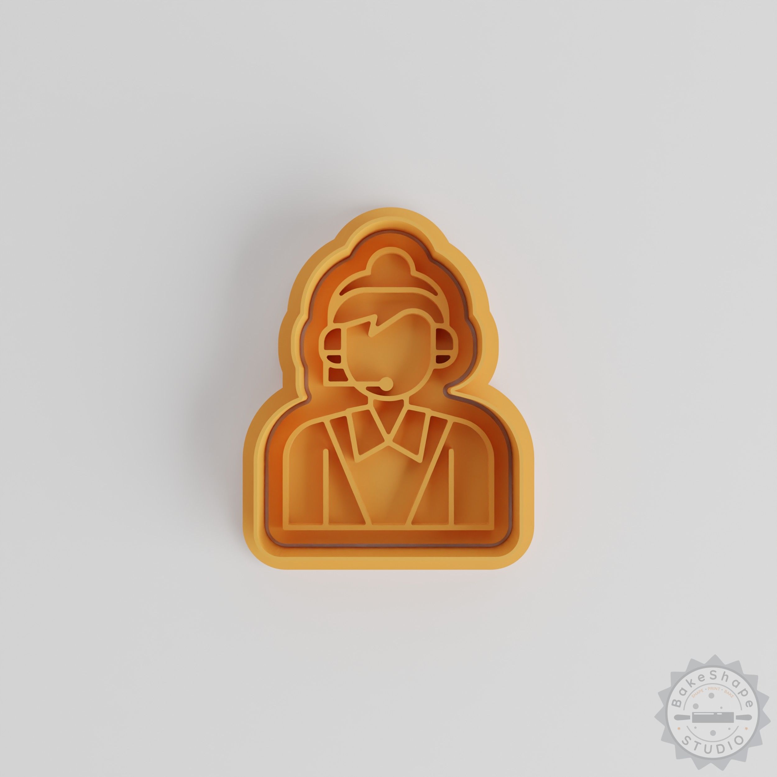 Telecommunication Female Operator Cookie Cutter and Stamp Set, 6 Pieces, S/M/L Sizes