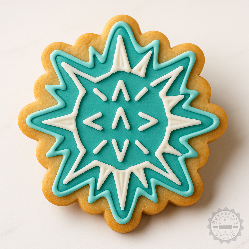 Decorated example 1 of Sea Urchin Cookie Cutter and Stamp Set, 6 Piece, S/M/L Sizes, Ideal for Fondant and Baking