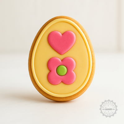 Decorated example 1 of Easter Egg Shape Cutter and Stamp Set, 6-Piece Cookie and Fondant Decor Kit